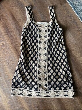PLAYA CROCHET DRESS Z SUPPLY women’s medium black tan beach cruise vacation boho